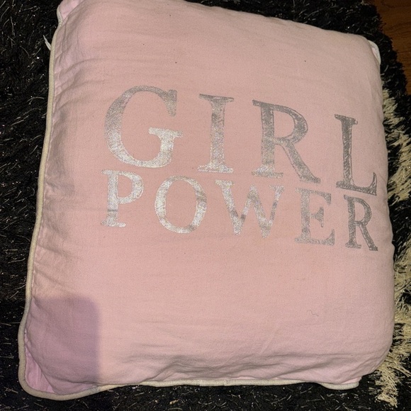 Inspirational Girl Power Nude pink silver decorative throw pillow - Picture 4 of 9